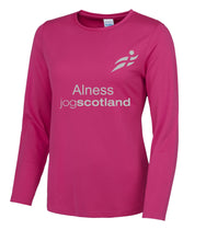 Load image into Gallery viewer, REFLECTIVE PRINT Alness JogScotland long sleeve t-shirt JC012 FEMALE FIT
