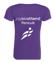 Load image into Gallery viewer, REFLECTIVE PRINT Penicuik JogScotland Round Neck T-shirt JC005 FEMALE FIT